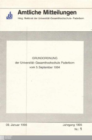 Grundordnung der Universität-Gesamthochschule Paderborn : vom 5. September 1994