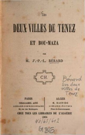 Les deux villes de Tenez et Bou-Maza