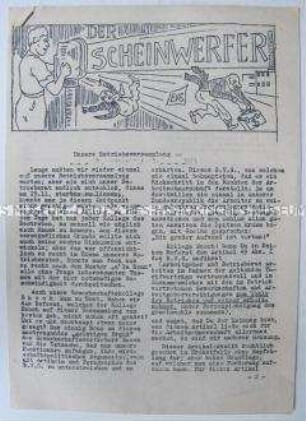 Hektografiertes Mitteilungsblatt der KPD Hamburg-Harburg