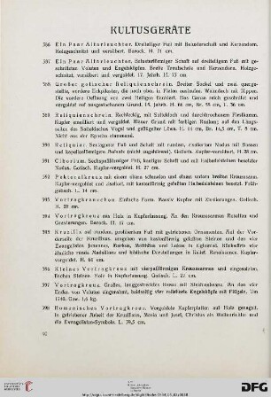 Kultusgeräte (Nr. 386-412)