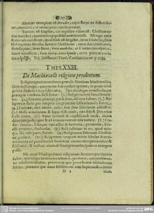 Thes. XXIII. De Machiavelli religione prudentum