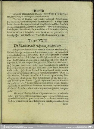 Thes. XXIII. De Machiavelli religione prudentum
