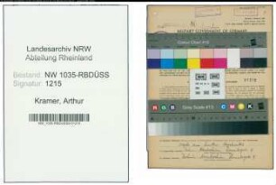Entnazifizierung Arthur Kramer , geb. 11.11.1911 (Kaufmaennischer Angestellter)