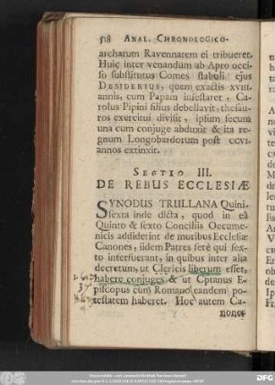 Sectio III. De Rebus Ecclesiae.