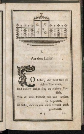 I. An den Leser. - XXIX. Die Paarung.