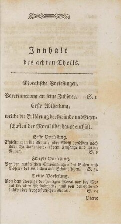 Innhalt des achten Theils