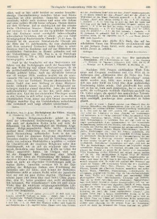 488-489 [Rezension] Vatter, Ernst, Der australische Totemismus