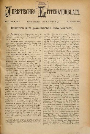 Juristisches Literaturblatt. 5. 1893