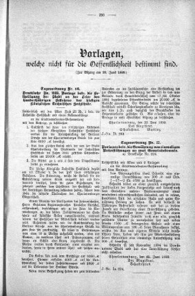 Vorlagen welche nicht für die Oeffentlichkeit bestimmt sind., 28. Juni 1899