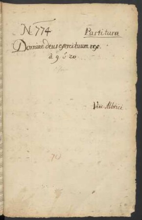 Domine Deus exercituum; Coro (2), orch, bc; D-Dur