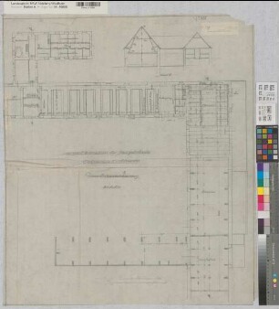 Wocklum (Balve) Ökonomiegebäude Um- und Durchbau der Stallgebäude Grundriß, Schnitt um 1928 1 : 100 82 x 71 Bleistiftzeichnung Landsberg-Velen
