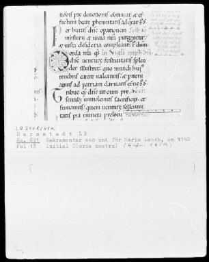 Laacher Sakramentar — Initiale C (orda nostra), Folio 18 recto