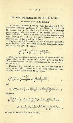 On the perimeter of an Ellipse.