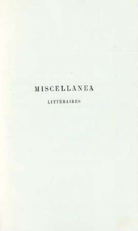 Miscellanea littéraires