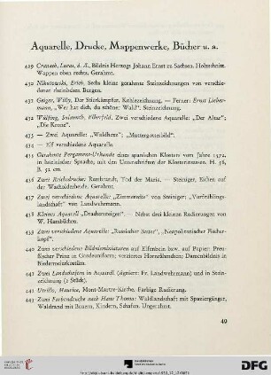 Aquarelle, Drucke, Mappenwerke, Bücher u.a (Nr. 429-458)