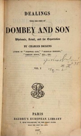 Dealings with the firm of Dombey and Son, wholesale, retail, and for exportation. 1
