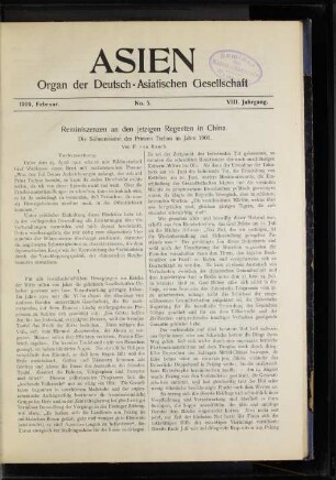 1909, Februar. No.5. VIII. Jahrgang.