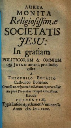 Aurea monita religiosissimae Societatis Jesu