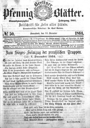 No. 50, Sonnabend, den 10. December 1864