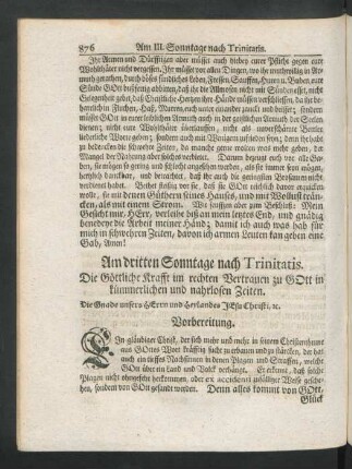Am dritten Sonntage nach Trinitatis