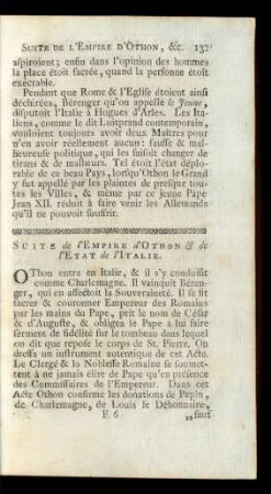 Suite de l'Empire d'Othon & de l'Etat de l'Italie.