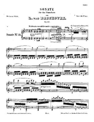 Beethoven's Werke. 154 = Serie 16: Sonaten für das Pianoforte, Dritter Band, Sonate : op. 110