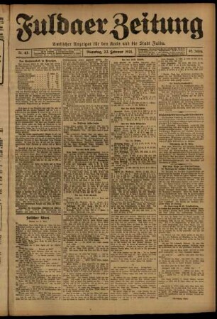 Ausgabe vom Dienstag, den 22. Februar 1921.