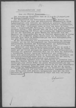 Flözlingen: Visitationsbericht mit Pfarrbericht 1948