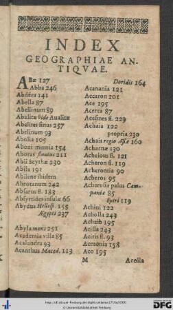 Index Geographiae Antiquae.