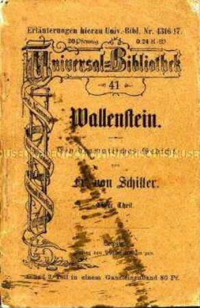 Kommunistische Tarnschrift mit Auszügen aus dem "Braunbuch" im Layout einer Ausgabe von Reclams Universalbibliothek mit Schillers "Wallenstein"