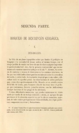 Segunda parte. Bosquejo de descripción geológica