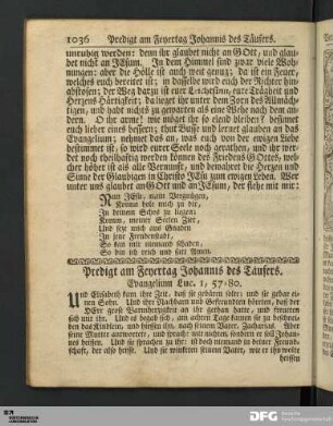 Feyertag Johannis des Täufers