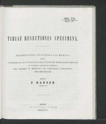 Tibiae Resectionis Specimina.