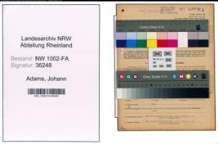 Entnazifizierung Johann Adams, geb. 27.01.1889 (Kaufmann)