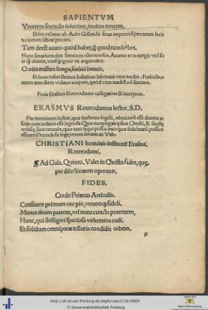 Christiani hominis institutum Erasmi Roterodami cum praefatione