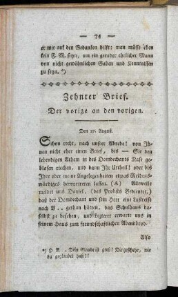 Zehnter Brief. Der vorige an den vorigen