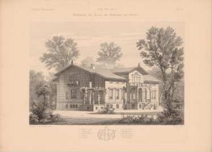 Wohnhaus des Herrn von Nathusius, Orlowo: Grundriss, Perspektivische Ansicht (aus: Architektonisches Skizzenbuch, H. 116/5, 1872)