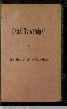 Anzeigen : Geschäfts-Anzeiger des Werdauer Adressbuches