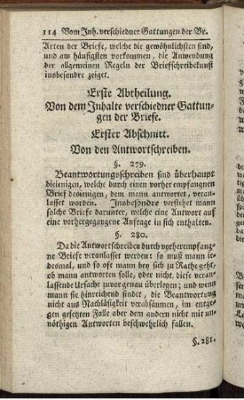 Erster Abschnitt. Von den Antwortschreiben