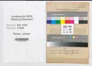 Entnazifizierung Johann Ricken, geb. 26.09.1902 (Postassistent)