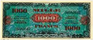 Geldschein, 1.000 Francs, 1944
