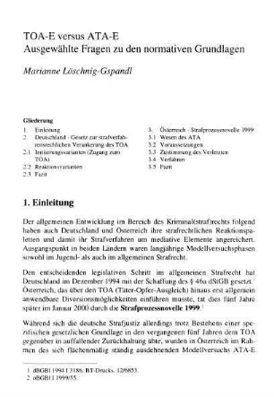 277-294, TOA-E versus ATA-E. Ausgewählte Fragen zu den normativen Grundlagen