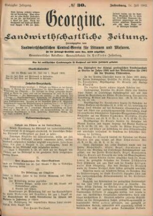 Siebzigster Jahrgang. No. 30. Insterburg, 24. Juli 1902.