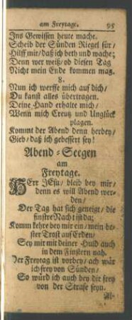 Abend-Seegen am Freytage