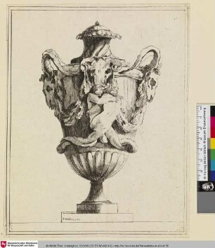 [Vase mit zwei Figuren und Girlande]