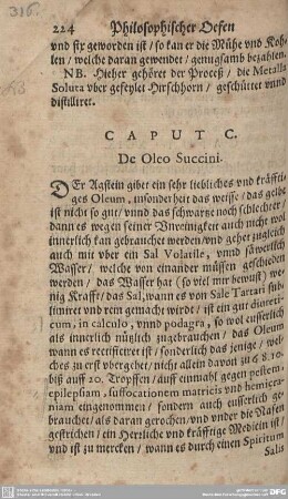 CAPUT C. De Oleo Succini.