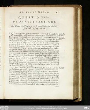 Quaestio XXIV. De Panis Fractione. An Ritus fractionis panis sit necessarius in administratione Coenae? Affirm.
