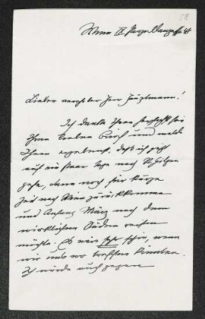 Brief von Max Burckhard an Gerhart Hauptmann