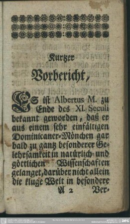 Kurtzer Vorbericht