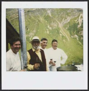 Wolfram Siebeck bei den Genusstagen Galtür mit Jörg Wörther, Hans Haas und Eduard Hitzberger (v. l.)